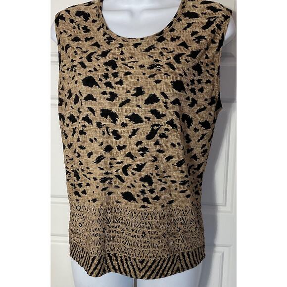 Le Pleat by Rafeal Animal Print Sleeveless Tank Large - Picture 2 of 6